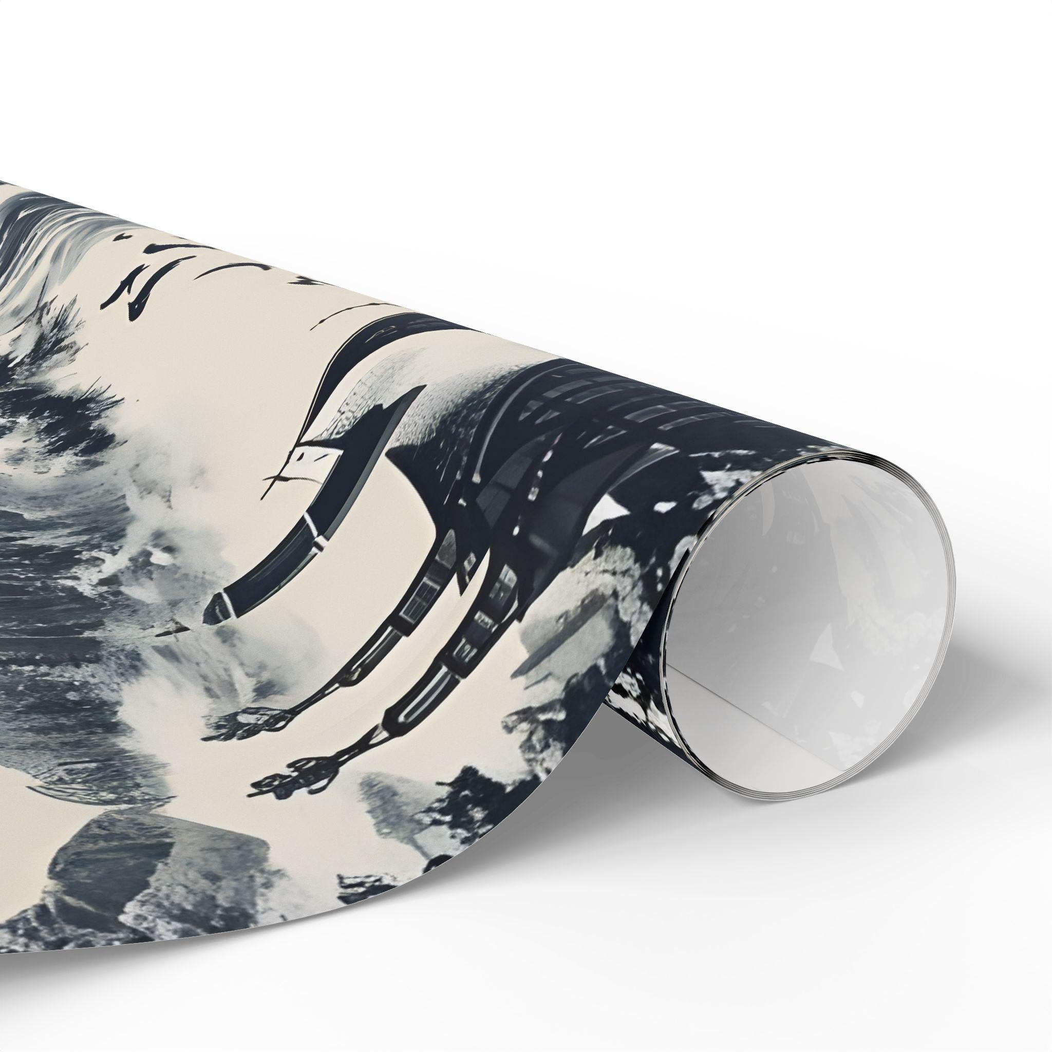 Gothic Winter Landscape Wrapping Papers, Christmas Gift Wrap, Holiday Present Decoration, Festive Gift Packaging, Winter Wonderland Wrapping