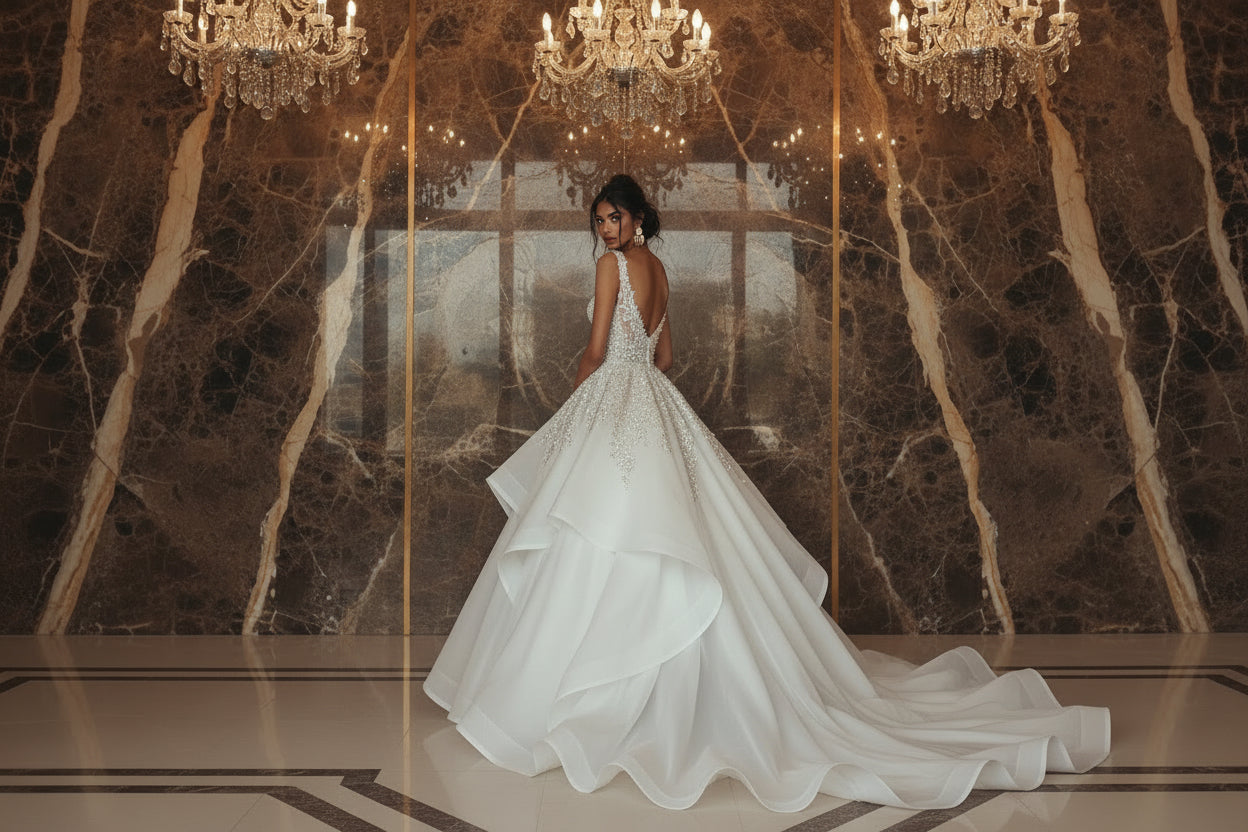 women in bridal gown 